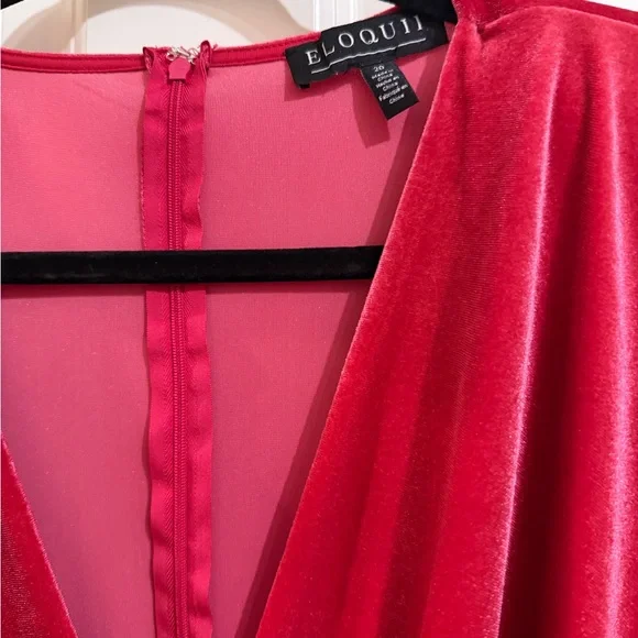 Eloquii maxi v neck hot pink velvet dress. Size 20. - Picture 3 of 7